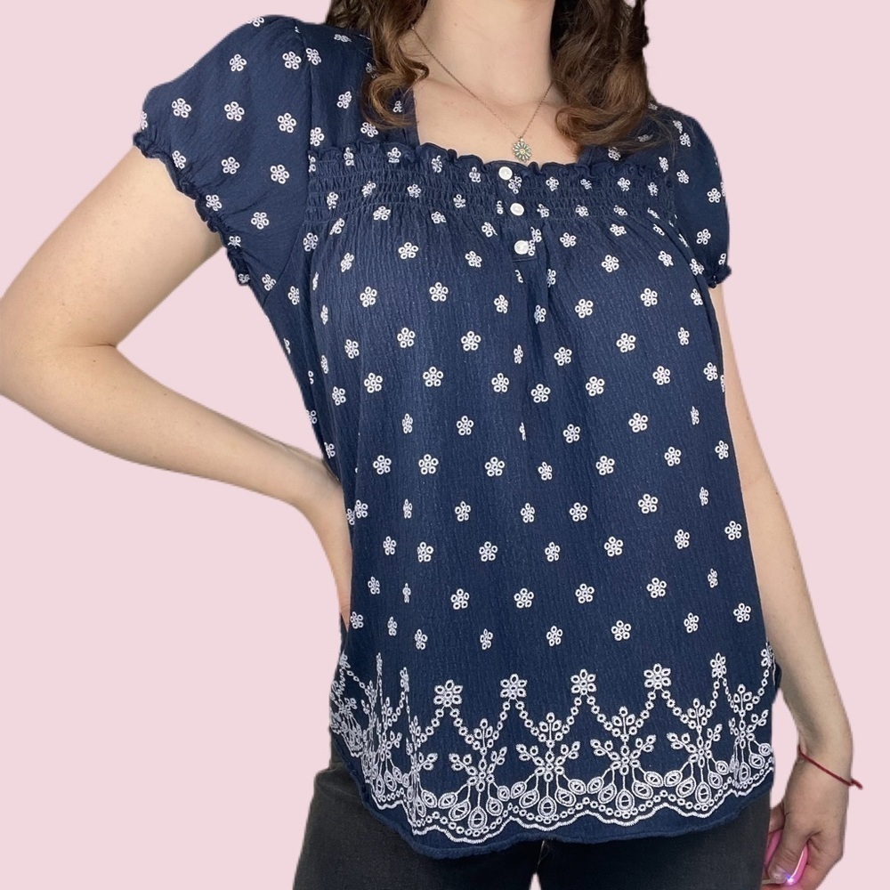 47% Cotton Vintage Susie Boho Floral Blouse